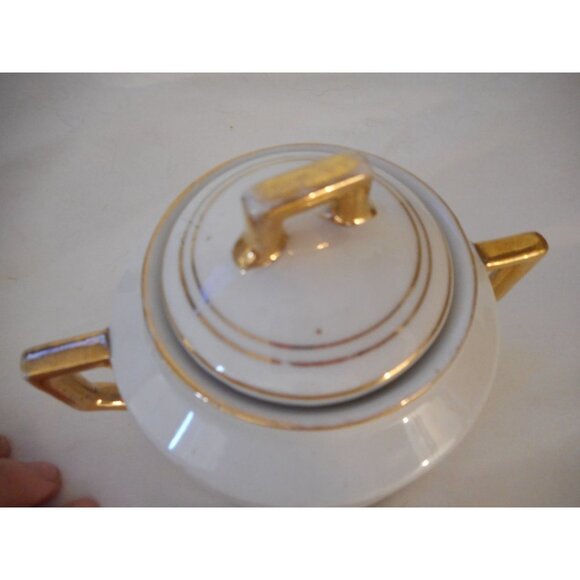 Antique Floral Violet Gold on White Sugar and creamer Made in Bavaria - Picture 7 of 12